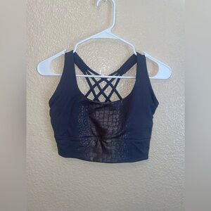 Rae Mode Gray grey Snakeskin Detail Cross back Bra Top Small